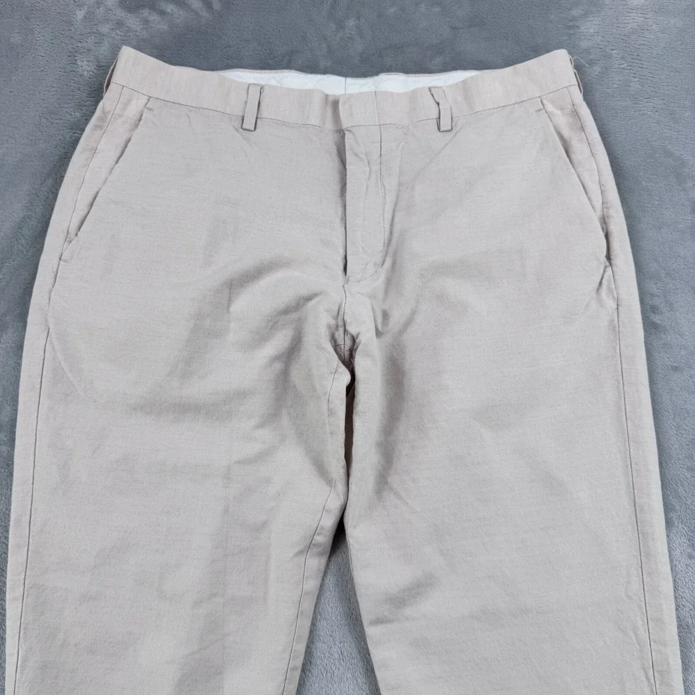 J.Crew Ludlow Pants Mens 32x30 Tan Baird McNutt Irish Linen Cotton AU429‎ Chino